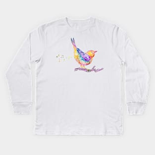 Swirly Bird Kids Long Sleeve T-Shirt